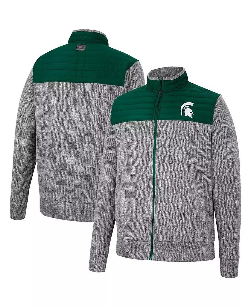 Colosseum Men's Gray, Green Michigan State Spartans Putter Herringbone Full-Zip Jacket