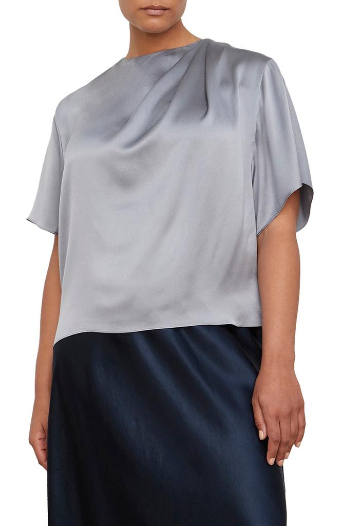 Vince Drape Neck Flutter Sleeve Silk Top