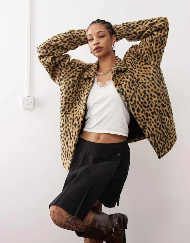 Obey Obey dottie leopard jacket in brown 1