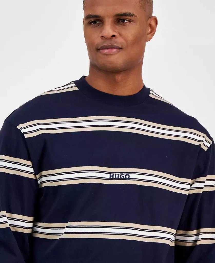 Hugo Boss Men's Nistriplo Relaxed Fit Striped Long Sleeve Crewneck T-Shirt 3