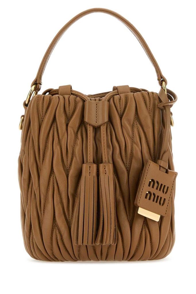 ハンドバッグ Miu Miu bucket bag Logo leather bucket bag in black - Miu Miu | Mytheresa
