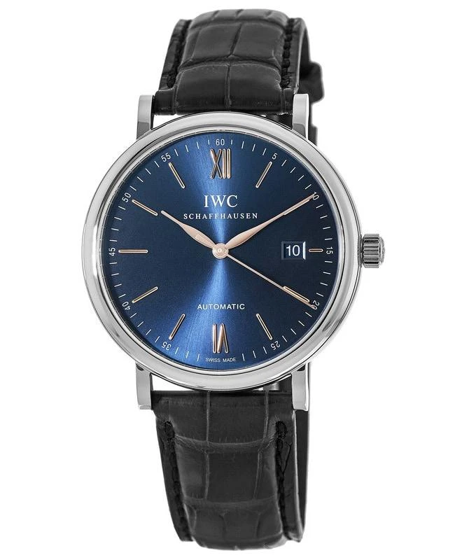IWC Schaffhausen IWC Portofino Automatic Blue Dial Leather Strap Men's Watch IW356523 1