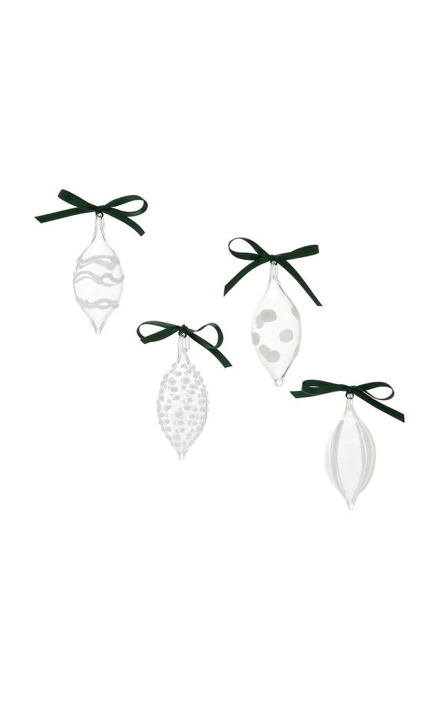 MoDA Moda Domus - Set-of-Four Blown Glass Ornaments - White - Moda Operandi