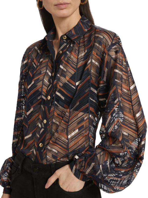 Ramy Brook Roberta Chevron Chiffon Blouse 4