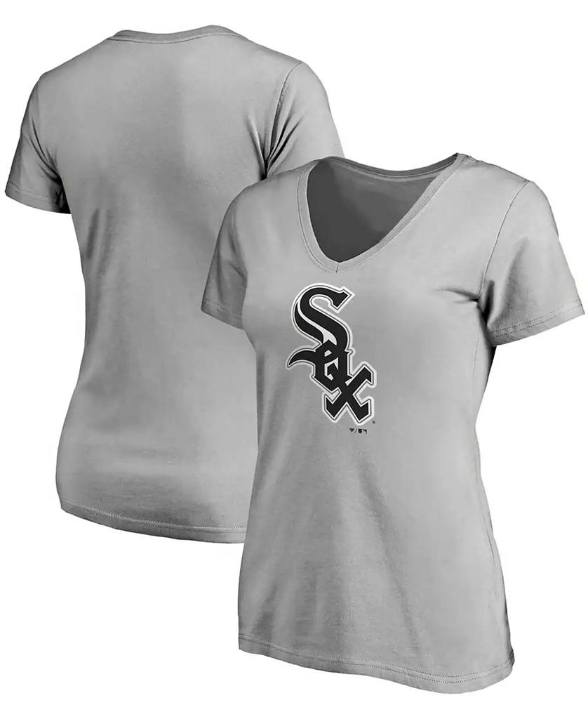 Fanatics Women's Heathered Gray Chicago White Sox Core Official Logo V-Neck T-shirt