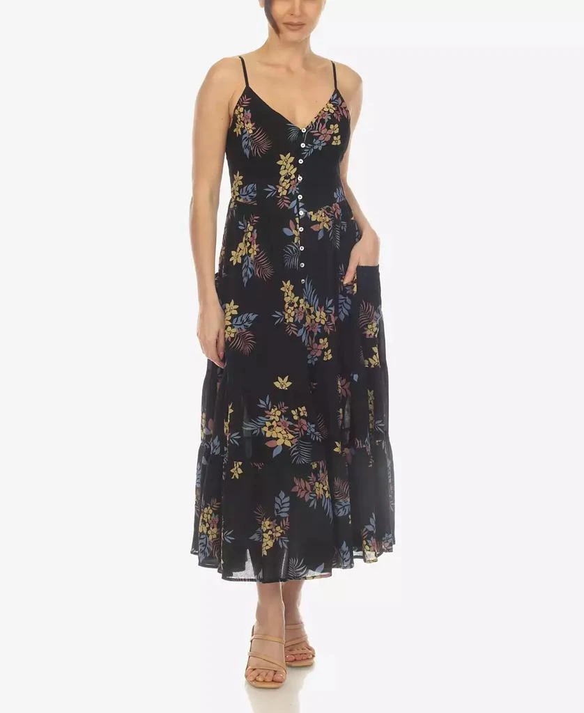 White Mark Women's V-neck Floral Print Maxi Dress 5