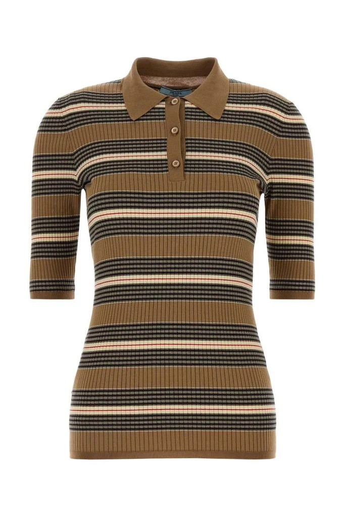 Prada Prada Striped Short-Sleeved Polo Shirt 1
