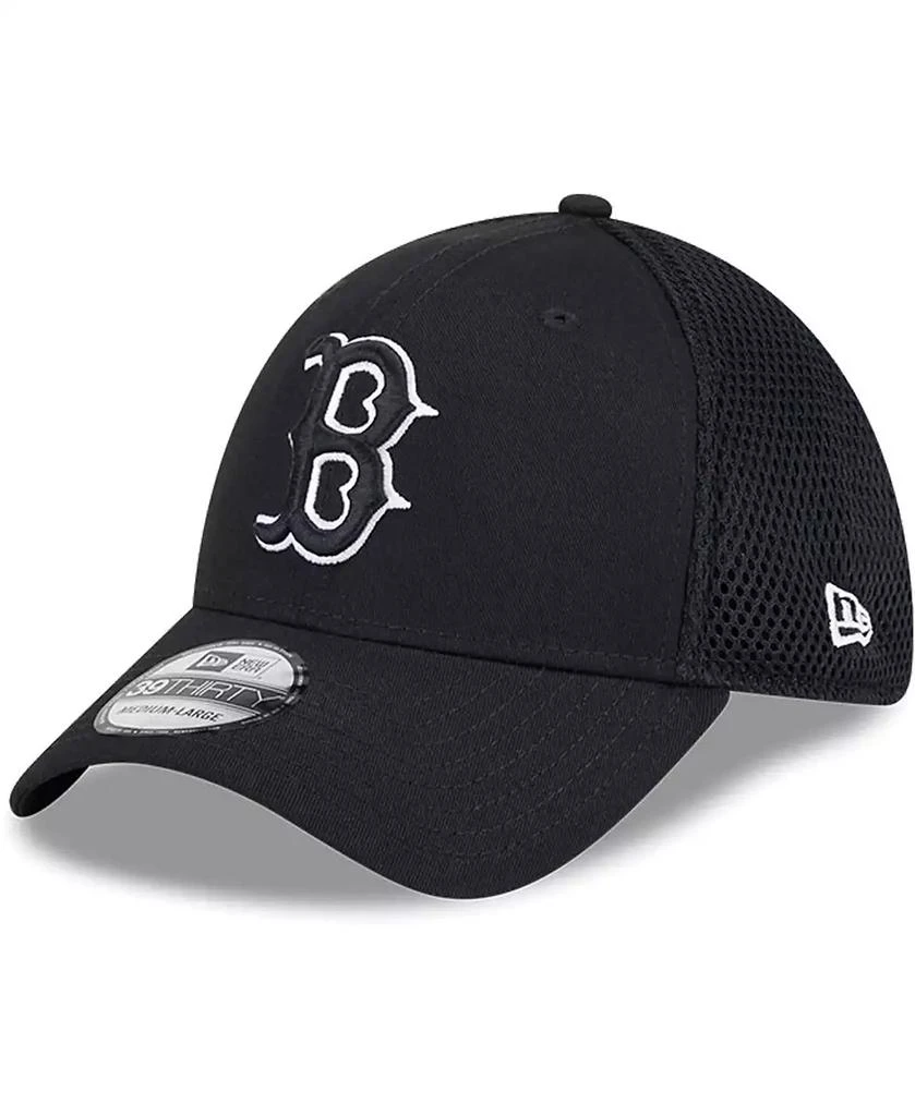 New Era Men's Boston Red Sox Evergreen Black White Neo 39Thirty Flex Hat 1