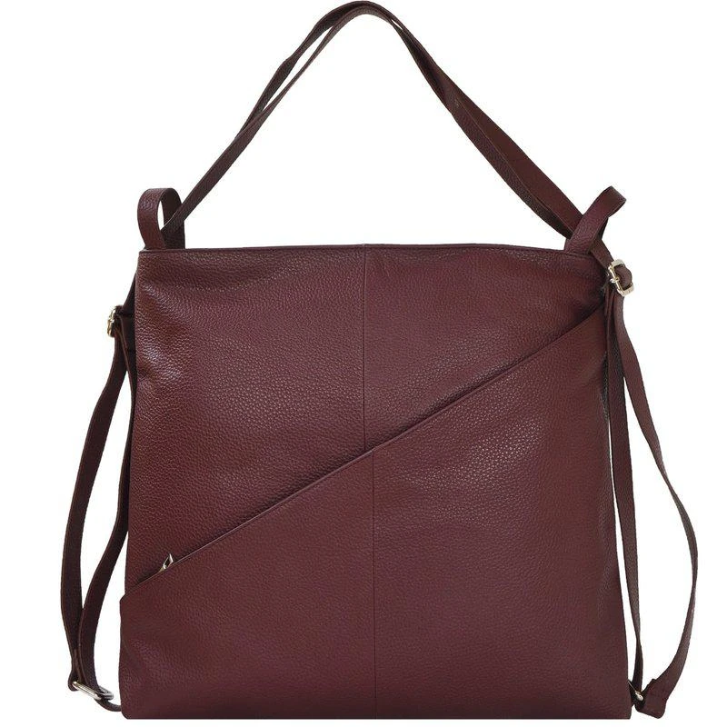 Brix + Bailey Plum Premium Leather Convertible Shoulder Tote Backpack 2