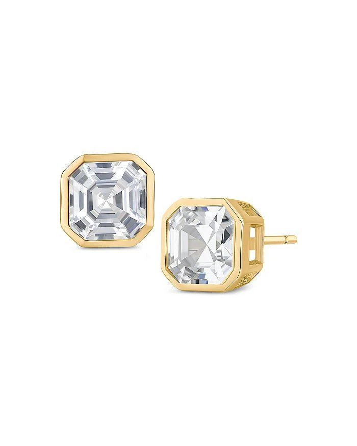 Kenneth Jay Lane Asscher Cut Cubic Zirconia Bezel Stud Earrings