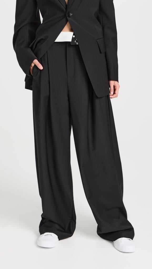 Tibi Recycled Tropical Wool Fold Over Pants