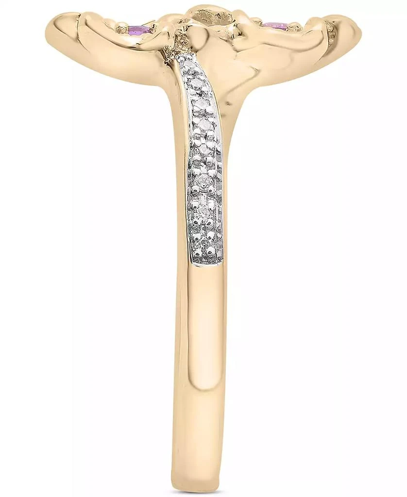 Macy's Amethyst (1/10 ct. t.w.) & Diamond Accent Flower Bypass Ring in 14k Gold-Plated Sterling Silver 4