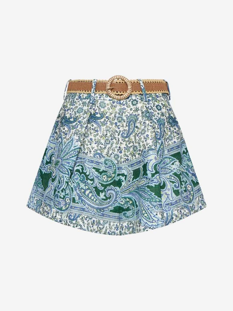 Zimmermann Ottie print linen tuck shorts 1