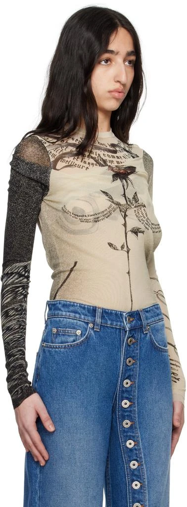 Jean Paul Gaultier Beige 'The Tattoo Rose and Bird' Bodysuit 2