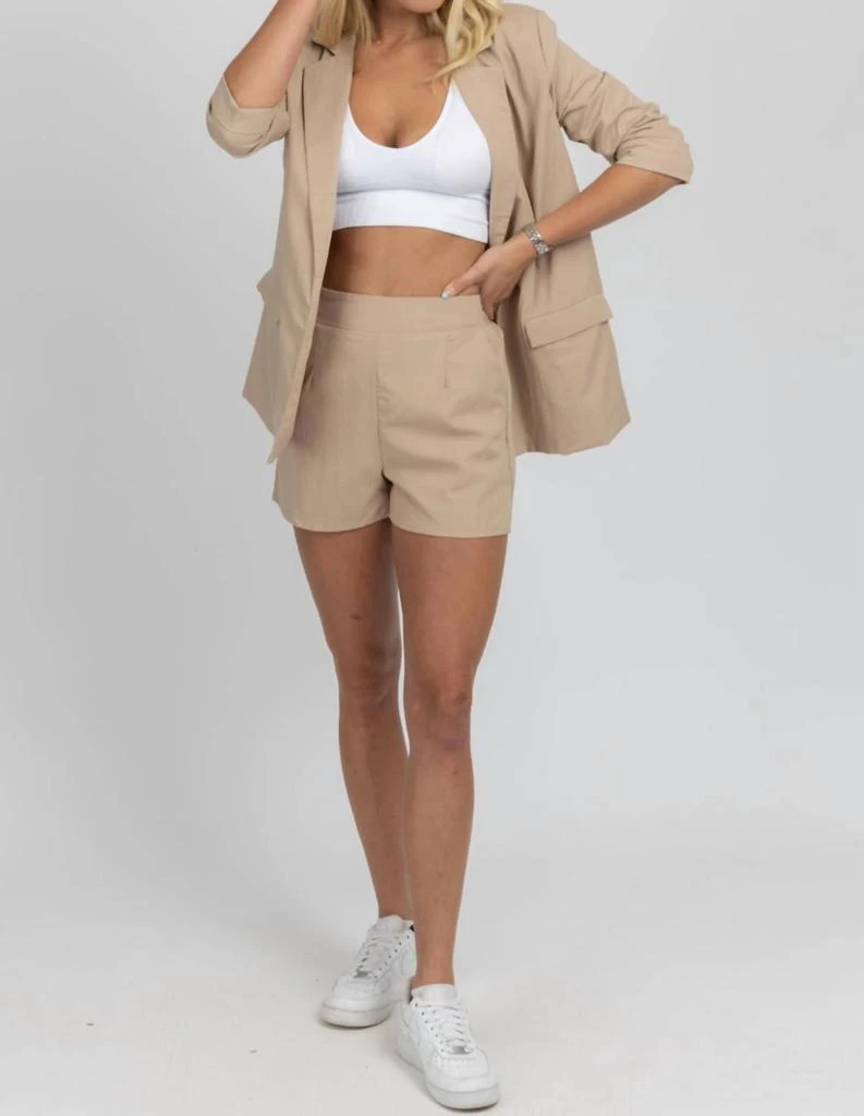 Crescent Lined Blazer Short Set In Tan 2