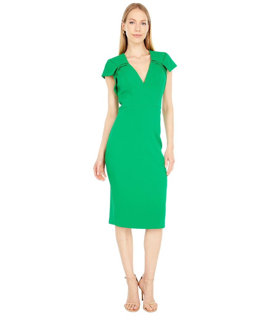 Badgley Mischka V-Neck Cap Sleeve Shift Dress