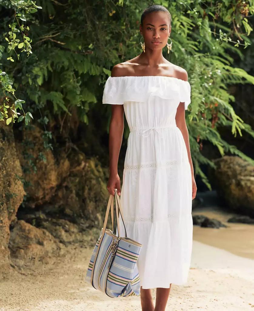 Ralph Lauren Striped Twill Extra-Large Emerie Tote