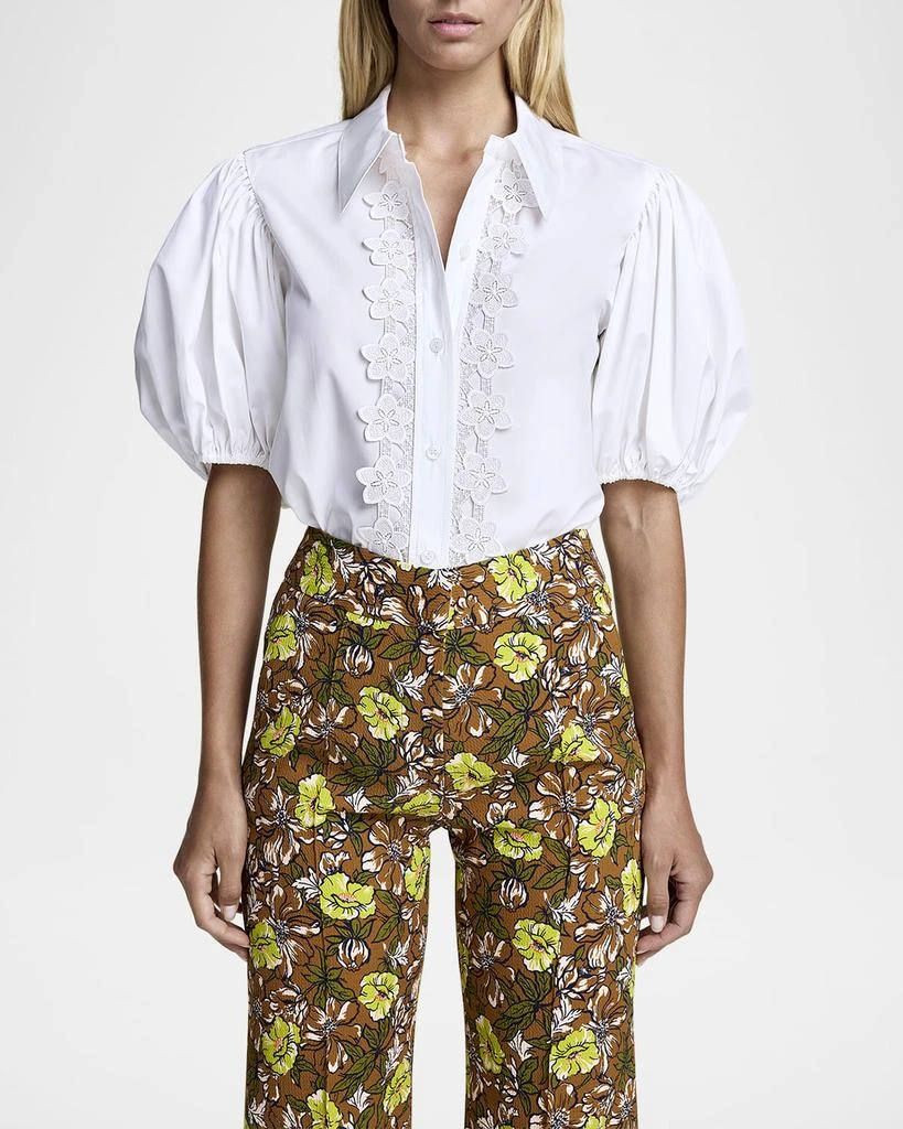 Smythe Embroidered Puff-Sleeve Poplin Shirt 3