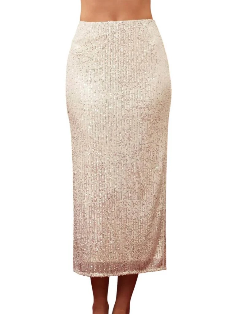 Blu Pepper Sequin Midi Skirt In Silver 1