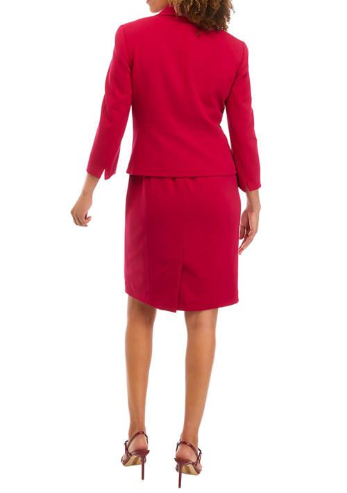 Le Suit Suit Womens Crepe Shawl Collar Jacket And Sheath Dress Set