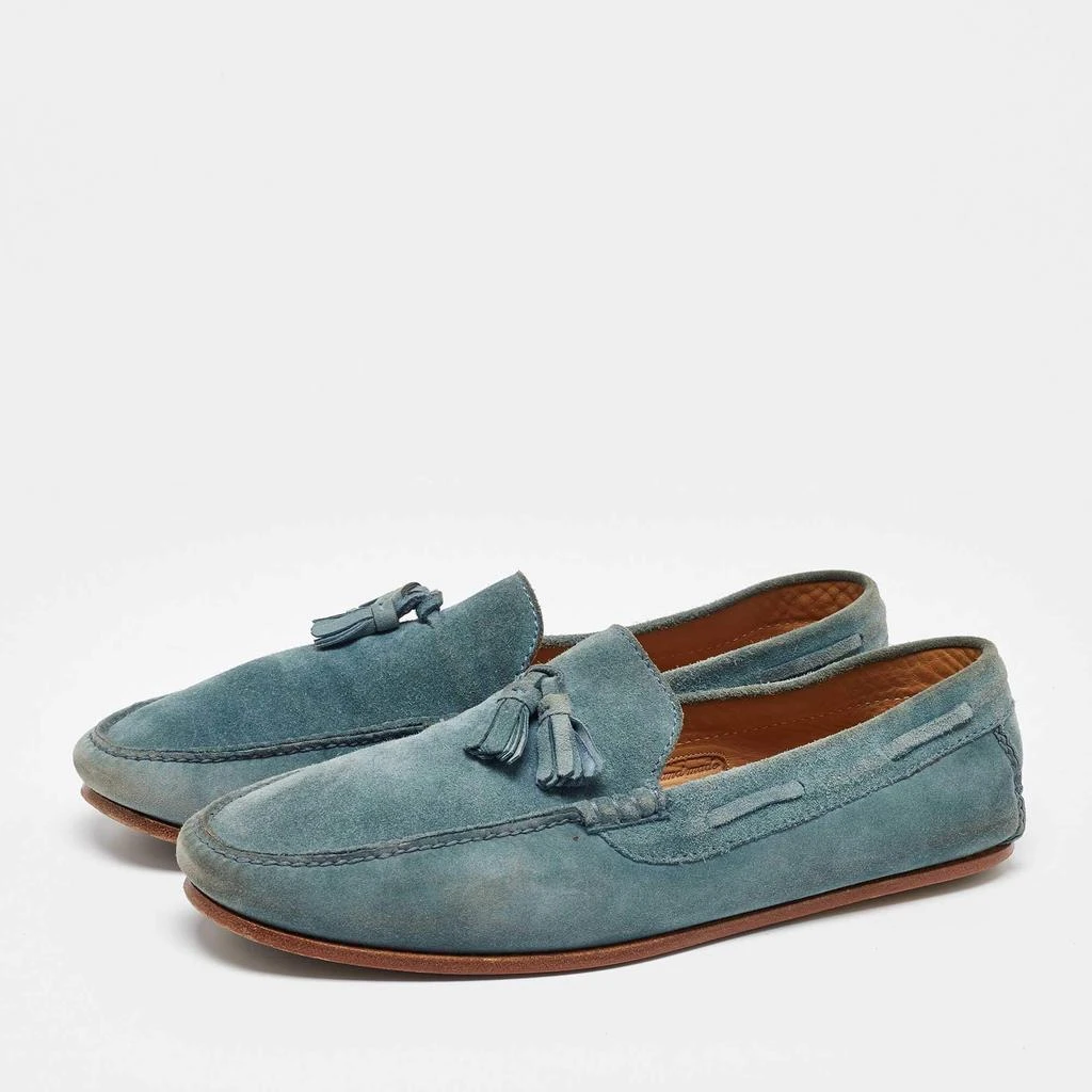 Loro Piana Loro Piana Blue Suede Tassel Detail Slip On Loafers Size 42 2