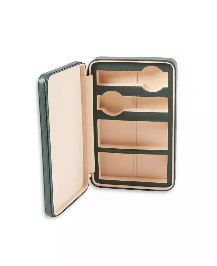 Bey-Berk Leather Two Watch and Two Sunglass Travel Case with Form Fit Compartments with Zipper Closure. 3