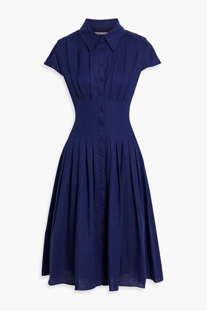 MIKAEL AGHAL Pleated cotton and linen-blend shirt dress