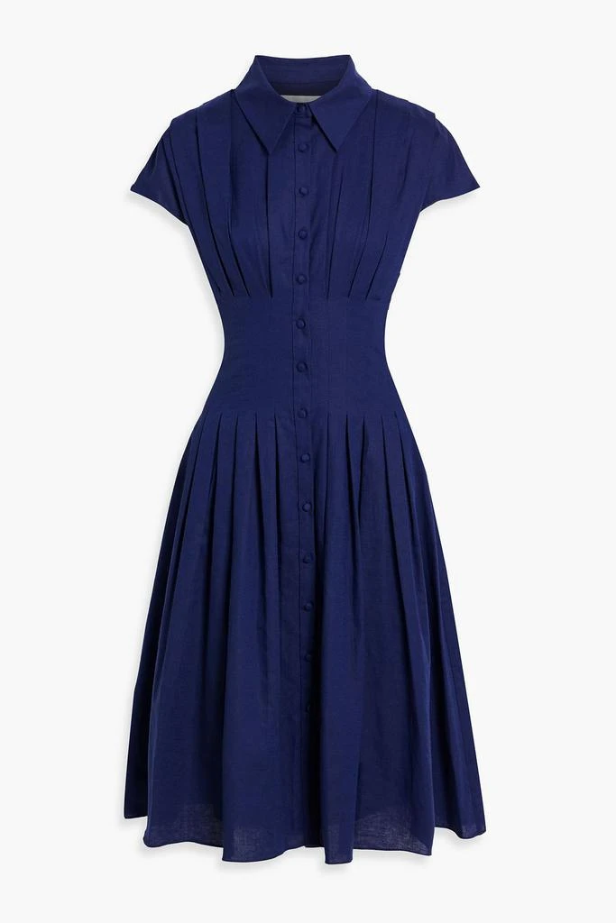 MIKAEL AGHAL Pleated cotton and linen-blend shirt dress 1