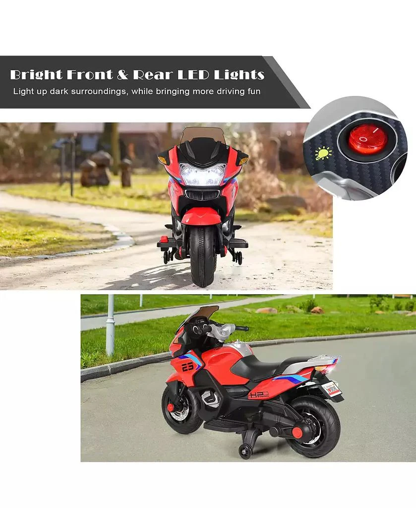 Costway 12V Kids Ride On Motorcycle Electric Motor Bike w/ Training Wheels 
Light 3