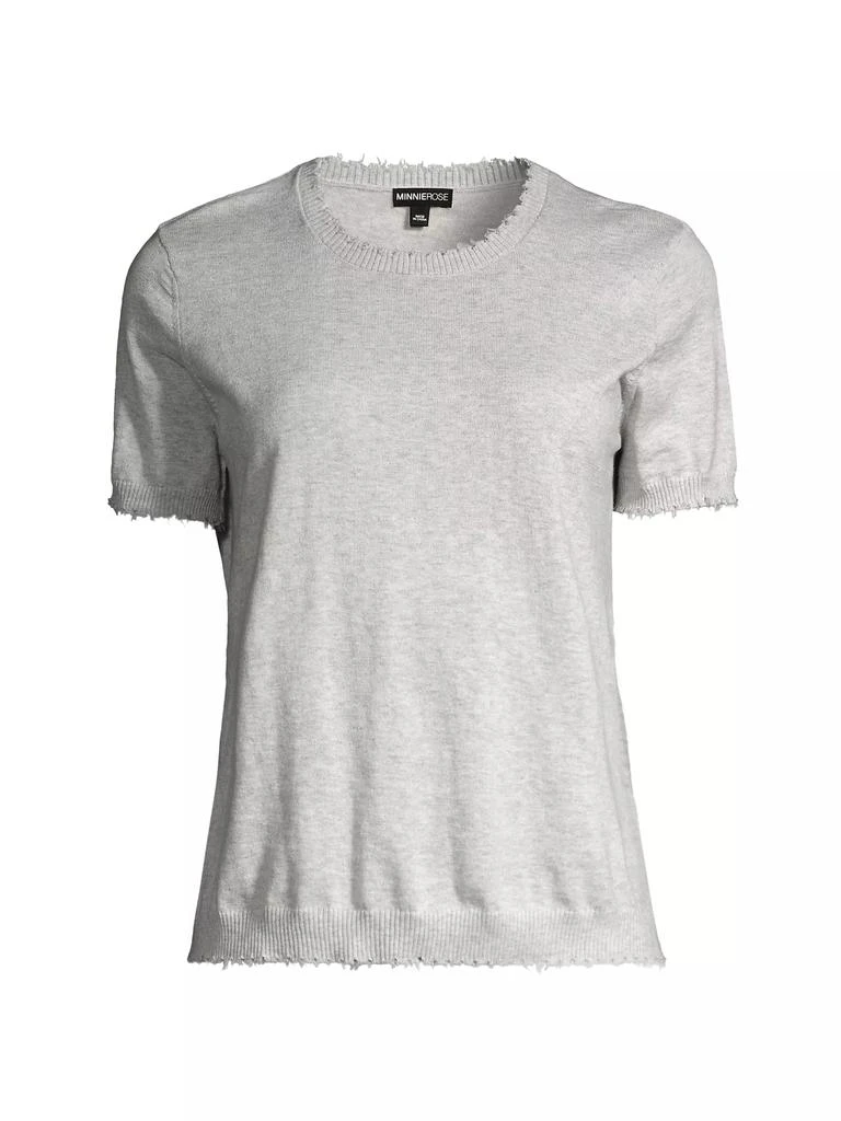 Minnie Rose Cotton-Cashmere Frayed Boxy T-Shirt 1