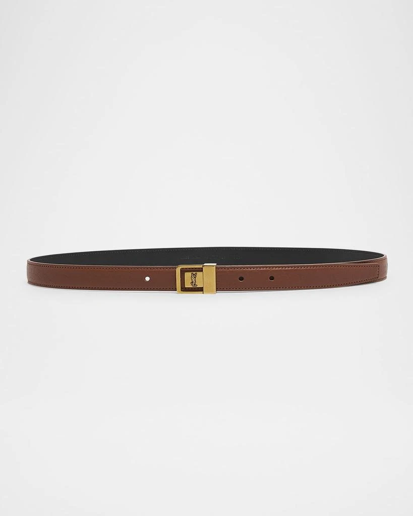 Yves Saint Laurent YSL Buckled Grainy Leather Belt 1