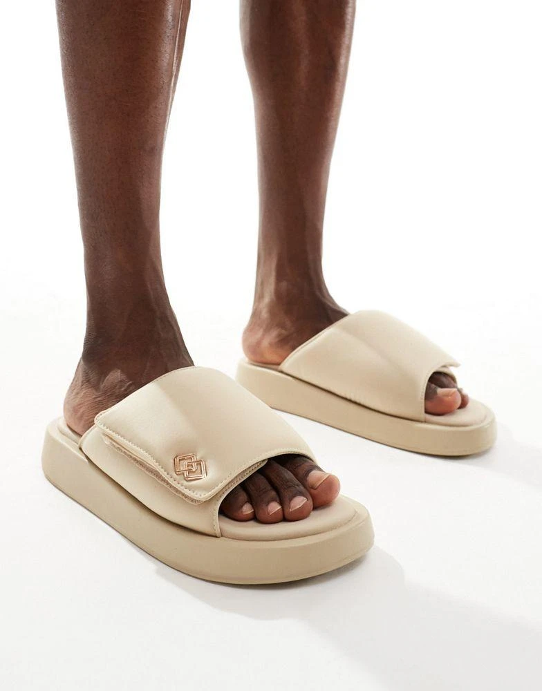 ASOS ASOS DESIGN slider sandals in stone with chunky sole 1