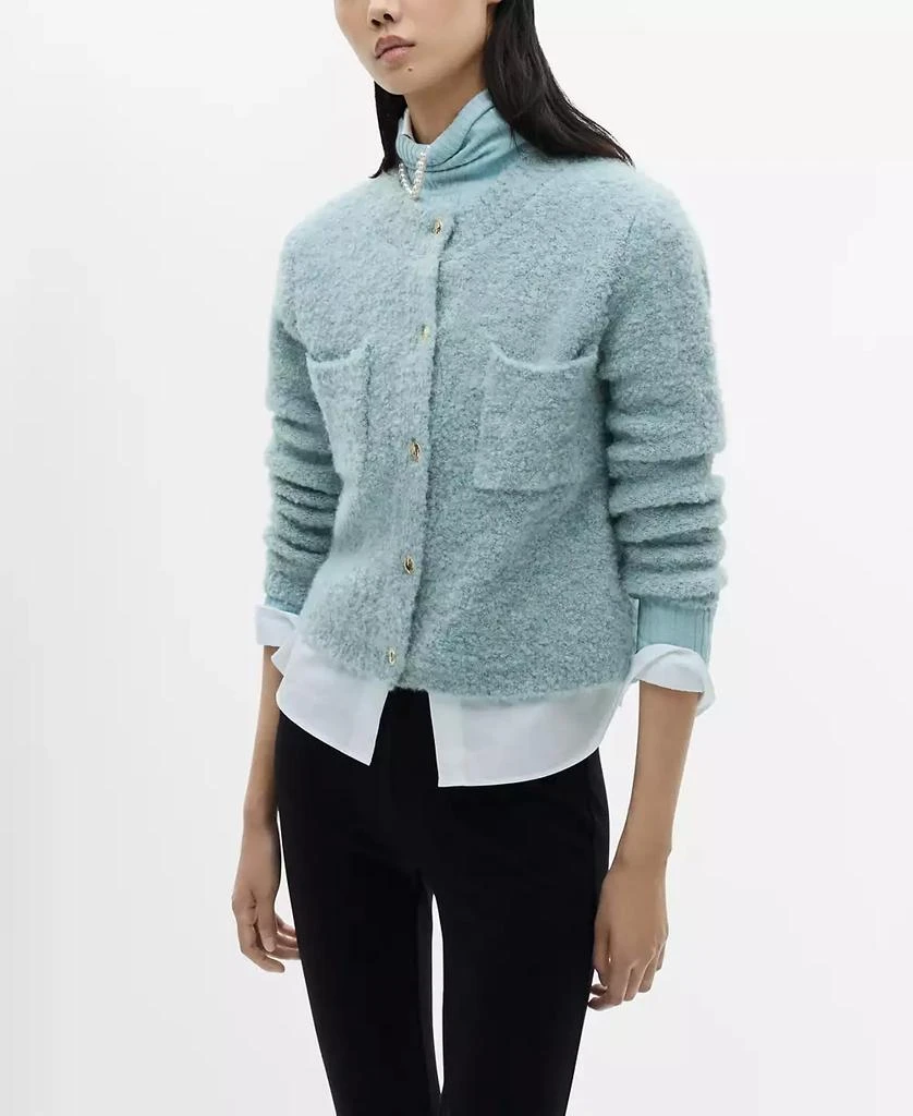Mango Women's Jewel Buttons Detail Bouclé Knit Sweater 1