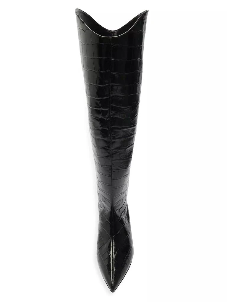 Schutz Maryana 50MM Crocodile-Embossed Wide-Calf Boots 4