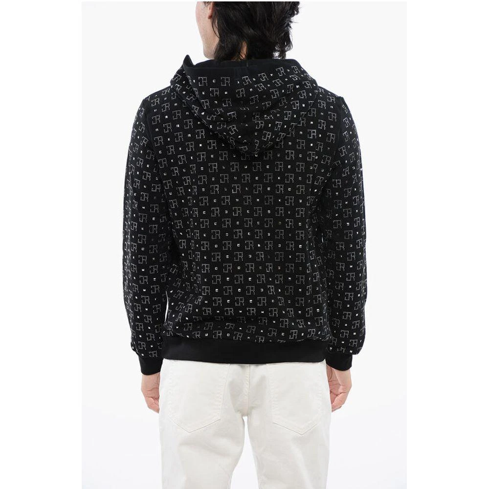 John Richmond Brushed Cotton Hoodie With Contrasting Rhinestone Men's Logo 2