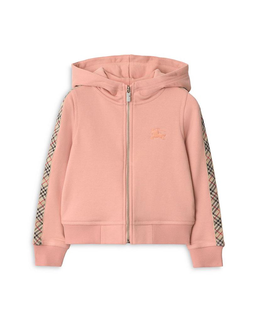 Burberry Girls' Check Trim Cotton Zip Hoodie - Little Kid, Big Kid