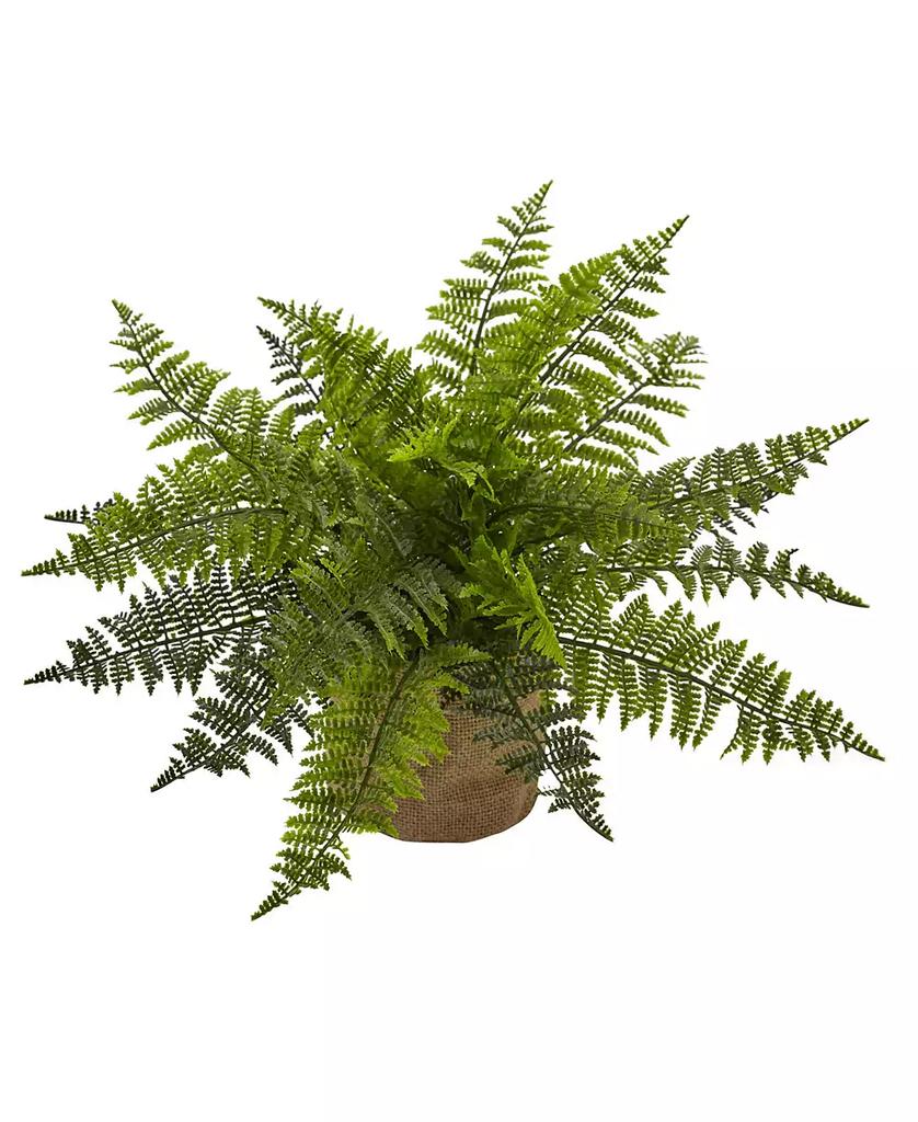 NEARLY NATURAL 15" Ruffle Fern Bush w/Burlap Base, Set of 2