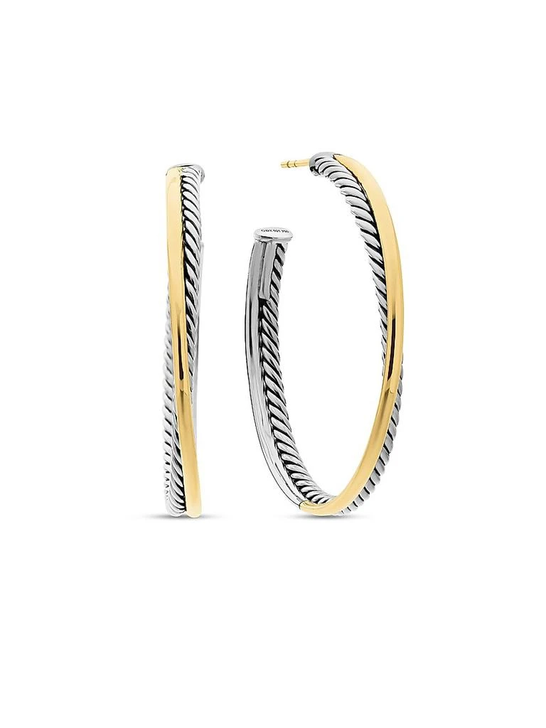David Yurman Crossover Hoop Earrings in Sterling Silver with 18K Yellow Gold, 44mm 1
