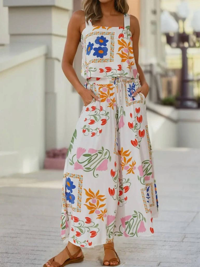 Little Daisy Closet Little Daisy Closet - Square Neck Tank And Wide Leg Pants Set