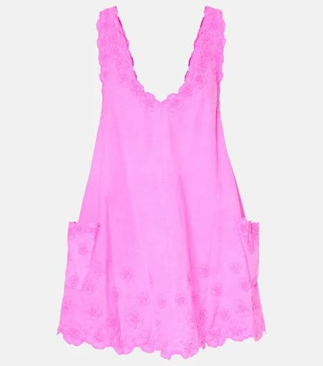Juliet Dunn Embroidered cotton poplin beach cover-up 1