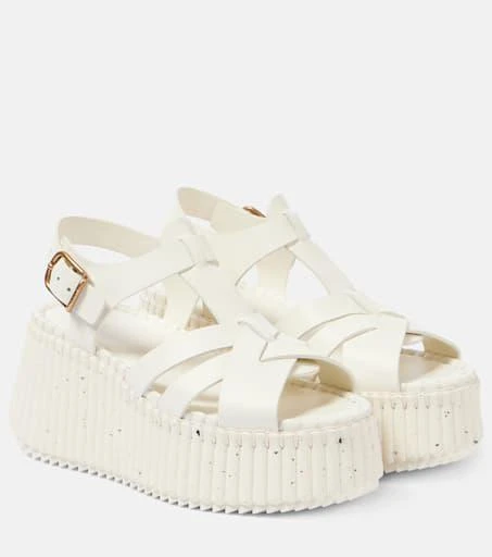 Chloé Nama 80 leather wedge sandals 1