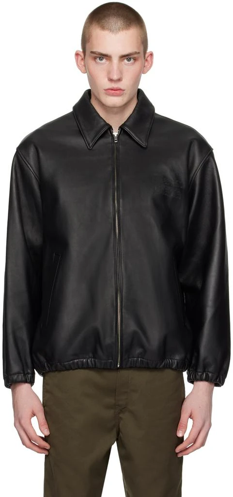 WACKO MARIA Black Embroidered Leather Jacket - Jackets - BeyondStyle