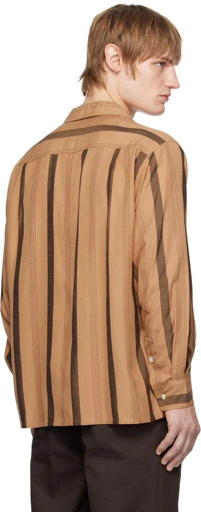 Wacko Maria Brown Striped Open Collar Shirt 3