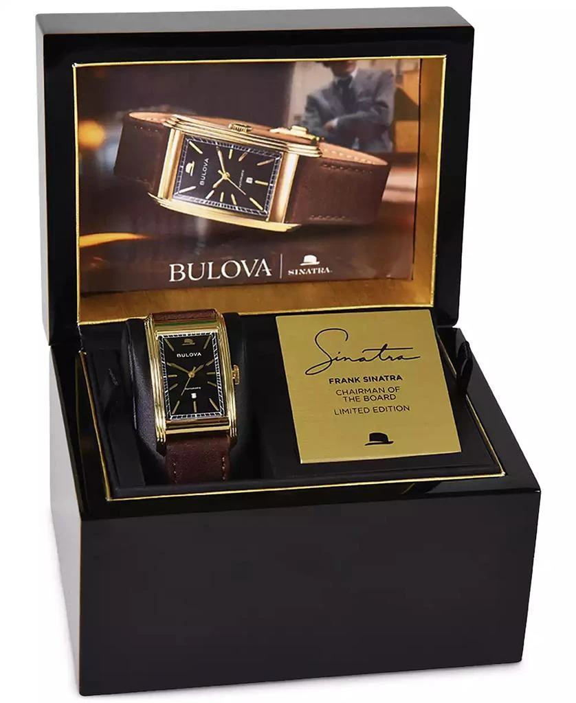 Bulova Men's Automatic Frank Sinatra Chairman of the Board Brown Leather Strap Watch 26mm 4