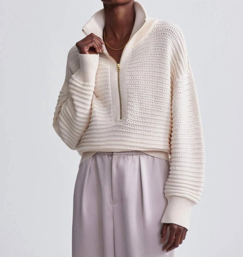 Varley Varley - Tara Pointelle Half-zip Knit Pullover 1