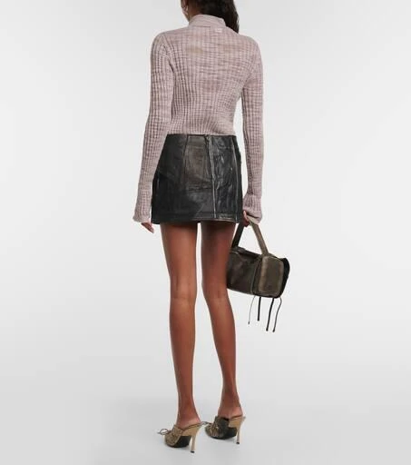 Acne Studios Paneled leather miniskirt 3
