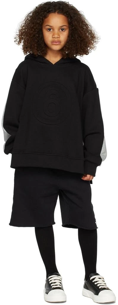 MM6 Maison Margiela Kids Black & Gray Contrast 6 Hoodie 1