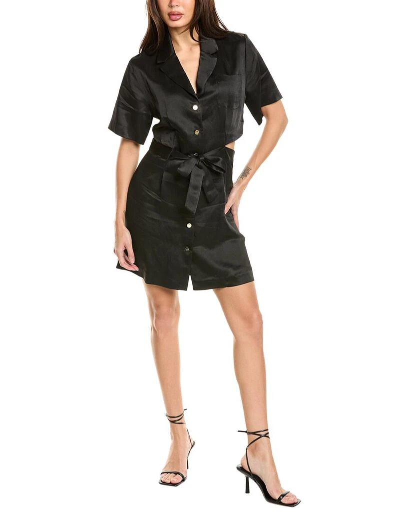 Sandro Linen-Blend Mini Dress - Black Sandro Linen-Blend Mini Dress - Black