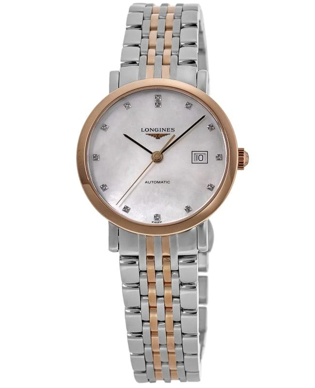 Longines Longines Elegant Collection Mother of Pearl Dial Diamond Stainless Steel and Rose Gold Women's Watch L4.310.5.87.7 1