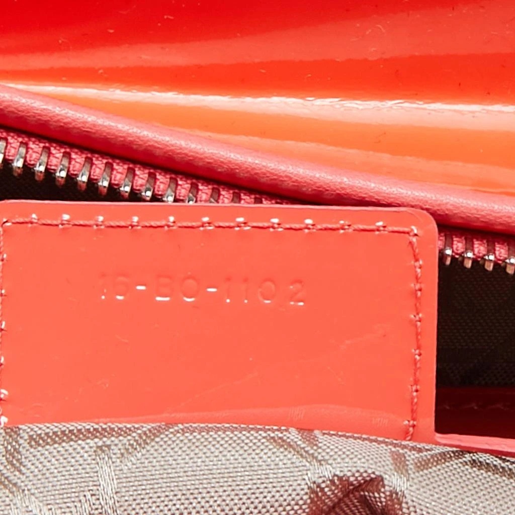Dior Dior Orange Cannage Patent Leather Large Lady Dior Tote 11